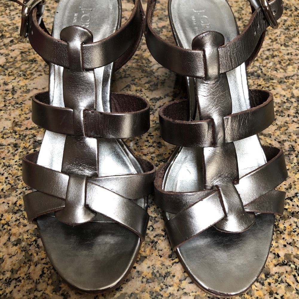 J CREW sliver heels
